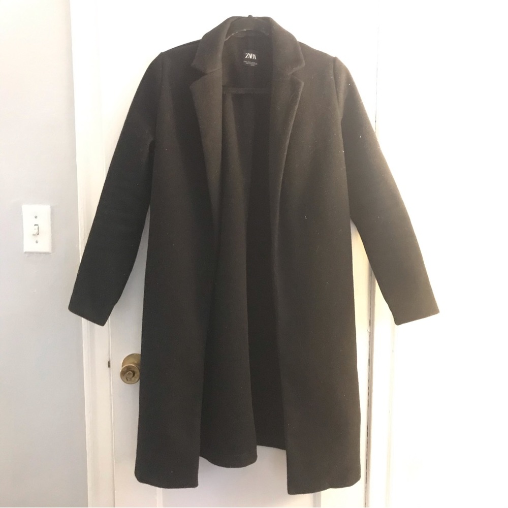 Zara Lapel Coat Jacket Black Small
